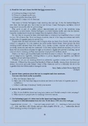 English Worksheet: Test on smoking