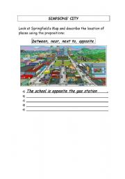 English Worksheet: Places and Prepositions: The Simpsons