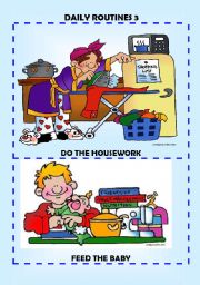 English Worksheet: Daily routines 3: flash-cards