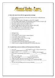 English worksheet: Phrasal verbs - carry