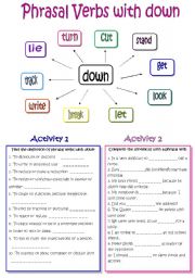 English Worksheet: Phrasal verbs with down