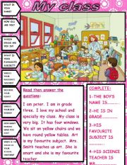 English Worksheet: my class