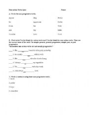 English worksheet: non-action verb quiz