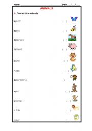 English worksheet: Animals 