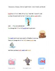 English Worksheet: Mnenomics; Memory Aid for: Could, Would and Should