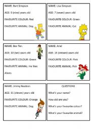 English Worksheet: Famous characters personal info 