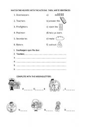 English worksheet: Helpers and their actions