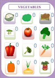 VEGETABLES PICTIONARY + MATCHING EXERCISE