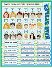 English Worksheet: MATCHING HAIR STYLES