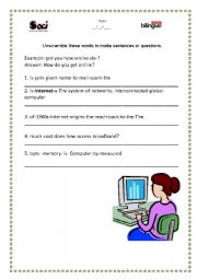 English worksheet: Unscramble the words - technology