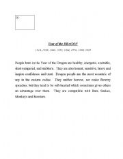 English worksheet: Chinese Astrology