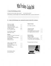 English Worksheet: A Song in The Present Perfect Tense