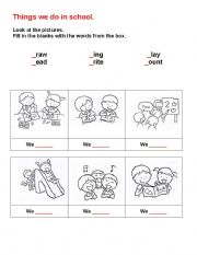 English Worksheet: Things we do in the school