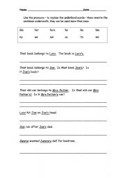 English Worksheet: pronouns