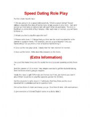 English Worksheet: Speed Dating Role Play for Elementary to Intermediate 