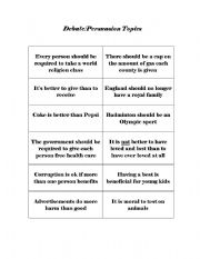 English Worksheet: Debate/Persuasion Topics