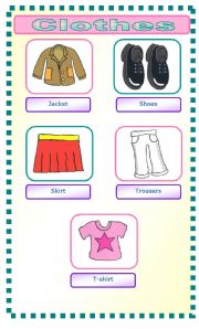 English Worksheet: Clothes - pictionary