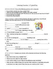 English Worksheet: A Typical Day: Listening Exercise