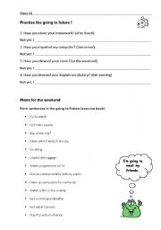 English Worksheet: going to future