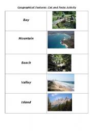 Geographical features (part 2) cut and paste activity with definitions