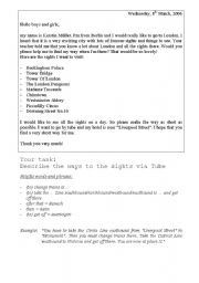 English Worksheet: the London Tube