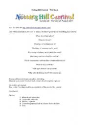 English Worksheet: Notting Hill Carnival Web Quest