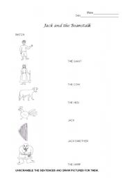 English Worksheet: Jack and the Beanstalk