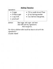 English Worksheet: pancakes