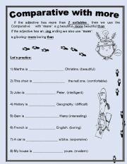 English Worksheet: comparative with more