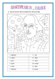 English Worksheet: SHAKESPEARE IN ... COLOUR