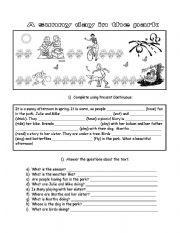 English Worksheet: A sunny day in the park