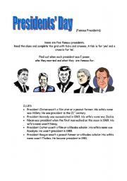 English Worksheet: Presidents Day