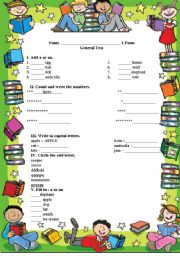 test for young children (1st year of English)