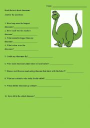 English Worksheet: Dinosaurs