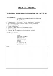 English Worksheet: booking a hotel
