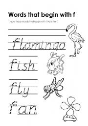 English Worksheet: Words that begin with F