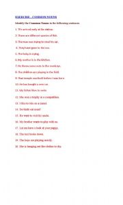 English Worksheet: COMMON NOUNS