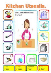 English Worksheet: Kitchen utensils