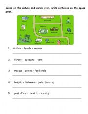 English Worksheet: preposition of places