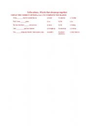 English Worksheet: collocations