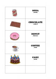 English Worksheet: Food and Drinks Flash-cards