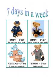 English Worksheet: DAYS - FLASHCARDS AND EXERCISES