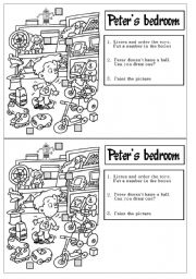 English Worksheet: peters bedroom