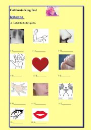 English Worksheet: Body parts - Song