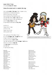 English Worksheet: Song - Sweet Child O Mine