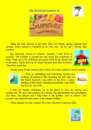 English Worksheet: My favourite season is... summer