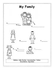 English Worksheet: My Family - Young Learners