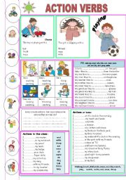 English Worksheet: ACTION VERBS