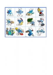 English Worksheet: Job bingo with the smurfs