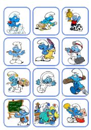 English Worksheet: Flashcard Jobs with the smurfs